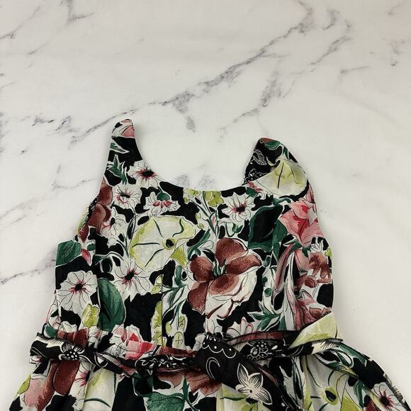 Womens Vintage 90s Reversible Slip Dress Size S Black Pink Floral Flutter Midi - Picture 2 of 16